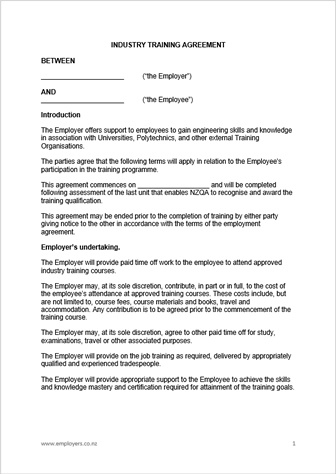 template employment agreement philippines Training Agreement Bond